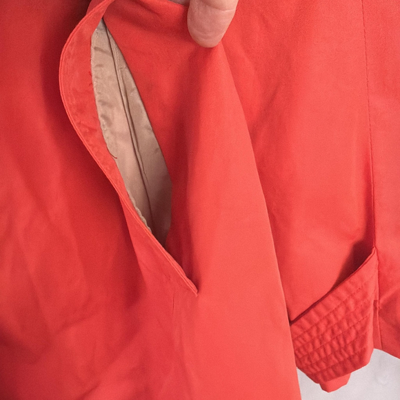 Vintage Talbots Trench Coat Womens Medium Orange Rain Jacket Short Belted - Picture 7 of 11